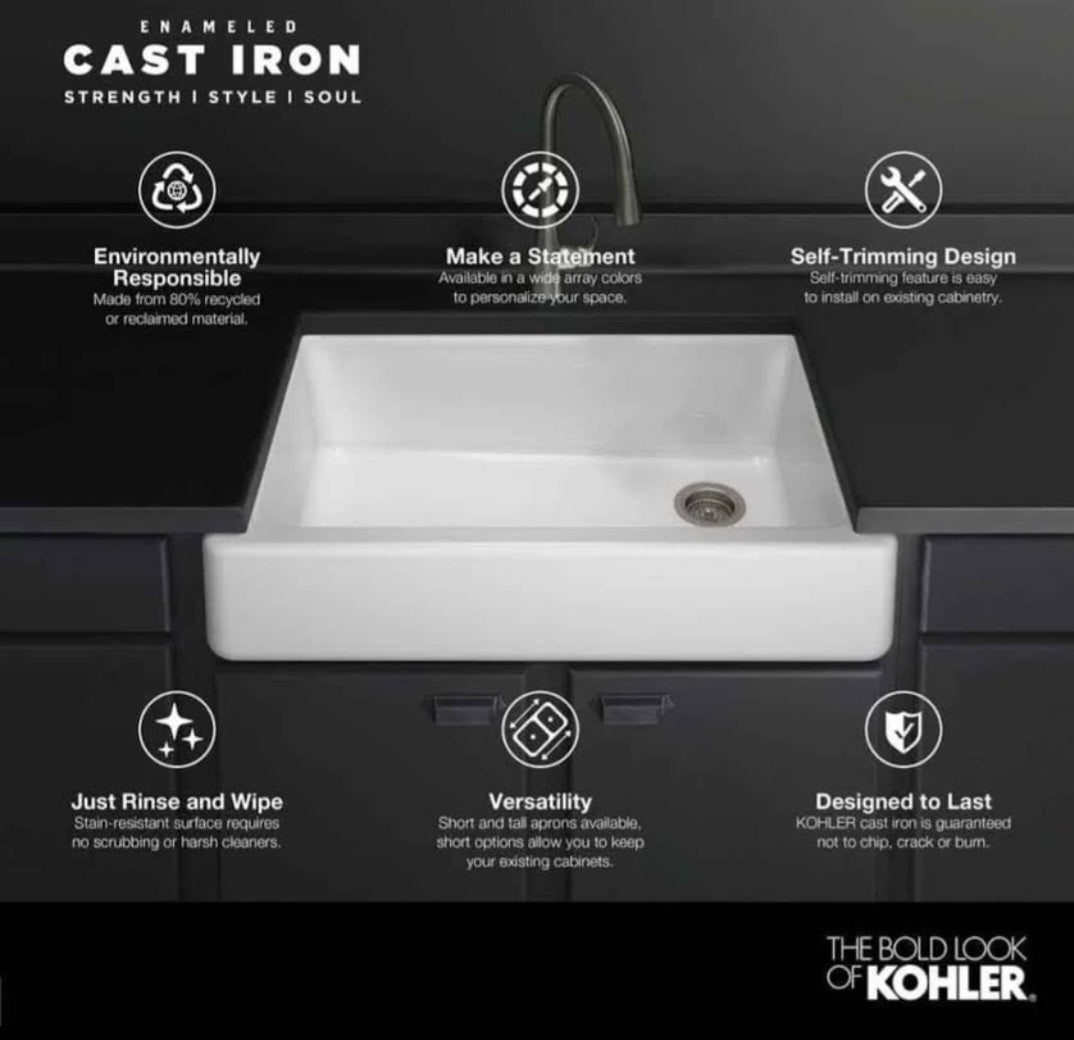 KOHLER Whitehaven 36" Farmhouse Sink in Almond